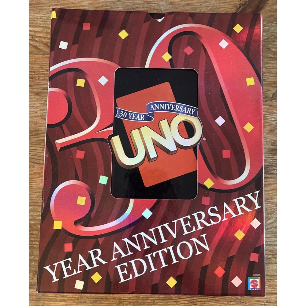 Mattel UNO 30 Year Anniversary Edition Card Game 2001 Complete Deluxe Card Tray